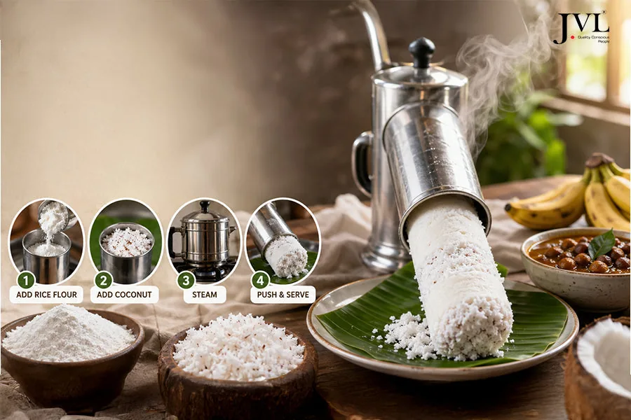 How to Make Puttu in Puttu Maker – Soft Kerala Puttu Recipe Step by Step